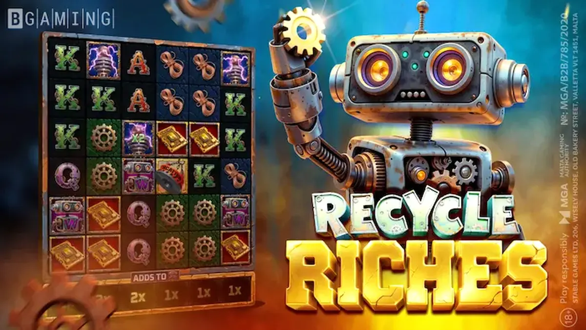 Giao diện trò chơi Recycle Riches với các biểu tượng phế liệu công nghệ